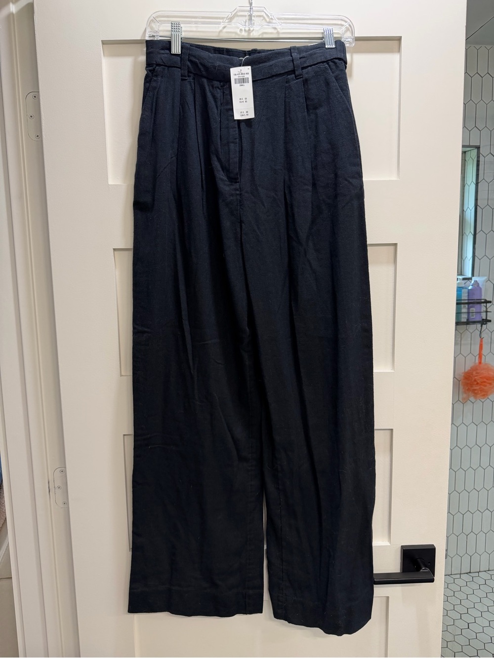 Abercrombie Sloan Linen Women's Black Wide-Leg Dress Pants